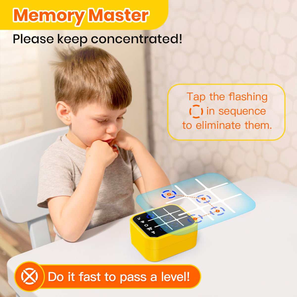 Rechargeable Tic Tac Toe Game Box with 5 Fun Brain and Memory Games, Yellow 🍁 All In One Marketplace Canada