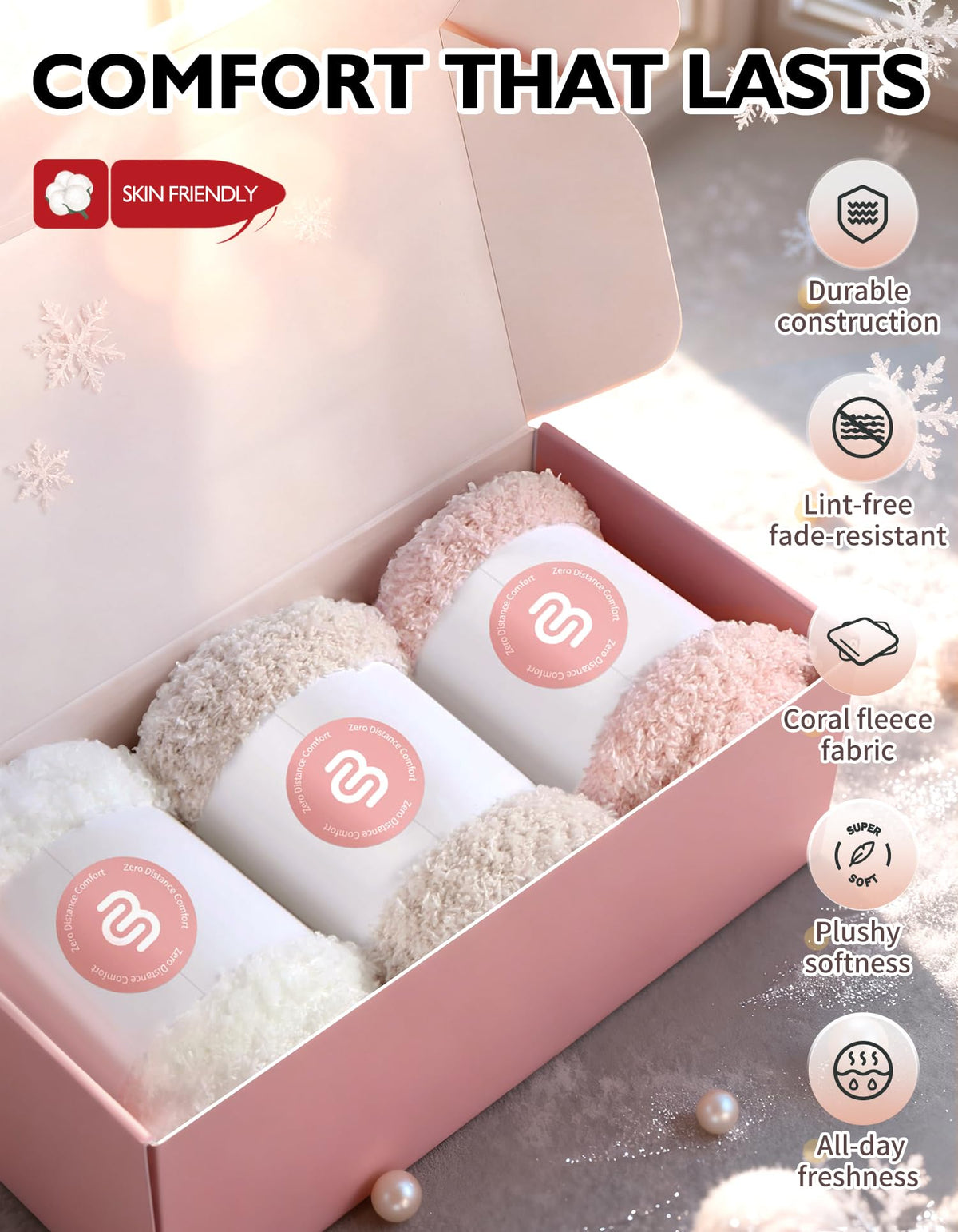 CLOSEMATE Womens Fuzzy Calf Socks, Cozy Cloud Socks Gift Box Set, 3 Pairs 🍁 All In One Marketplace Canada