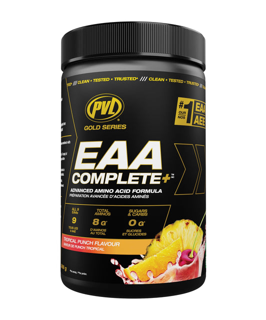PVL EAA+BCAA COMPLETE – Essential Amino Acid Supplement with BCAAs, Electrolytes & B-Vitamins – Pre, Intra or Post Workout Powder – Keto & Vegan Friendly – Tropical Punch, 30 Servings