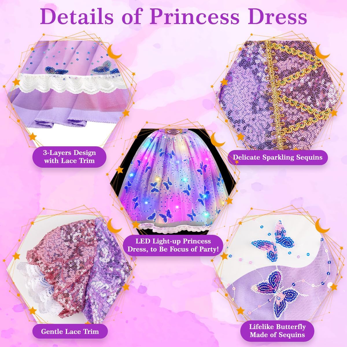 Meland Princess Dress Up for Girls 3-10, Light Up Costume for Girls Gift 🍁 All In One Marketplace Canada