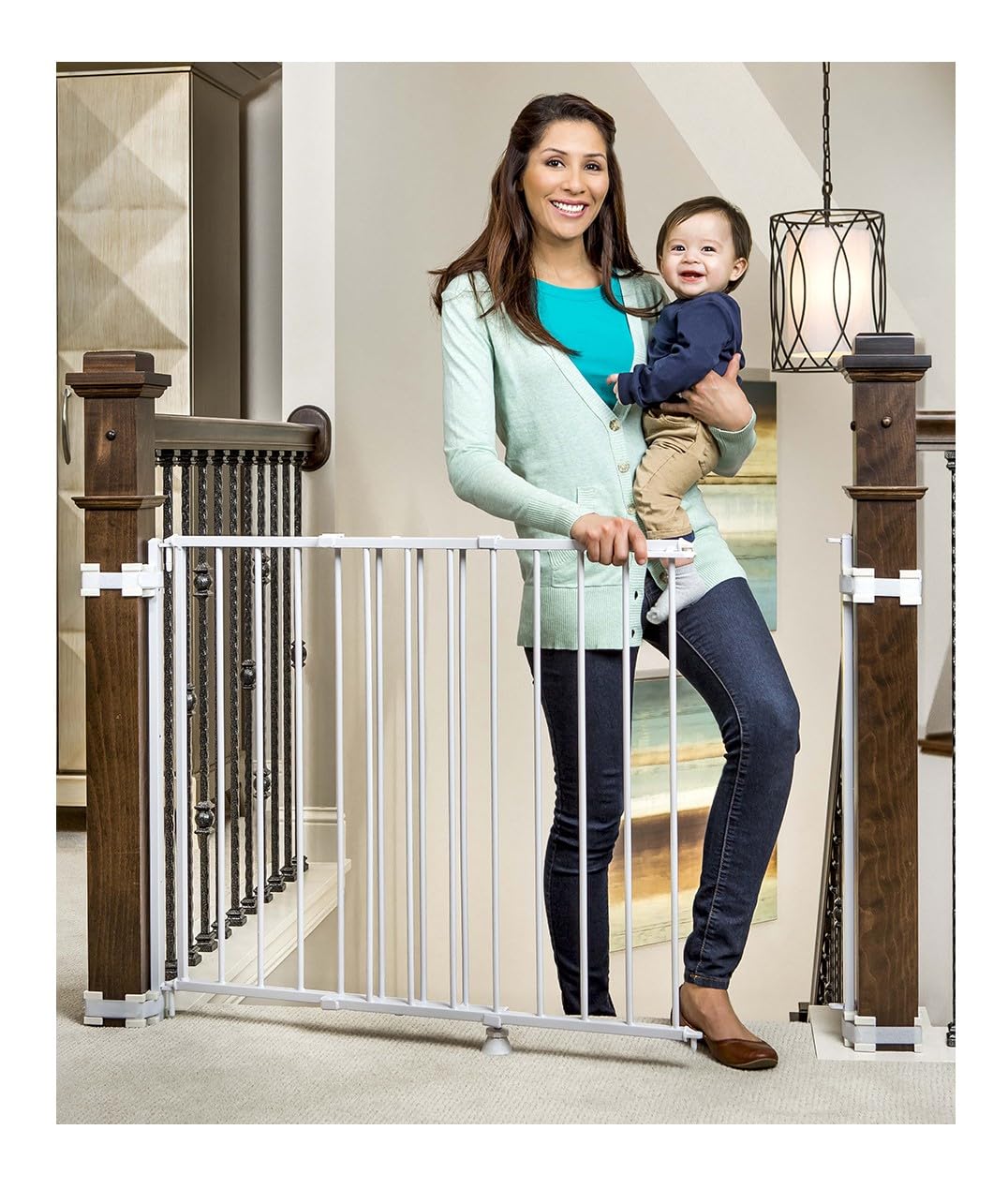 Regalo 2-in-1 Stairway and Hallway Wall Mounted Baby Gate, Includes Banister and Wall Mounting Kit, White 🍁 All In One Marketplace Canada