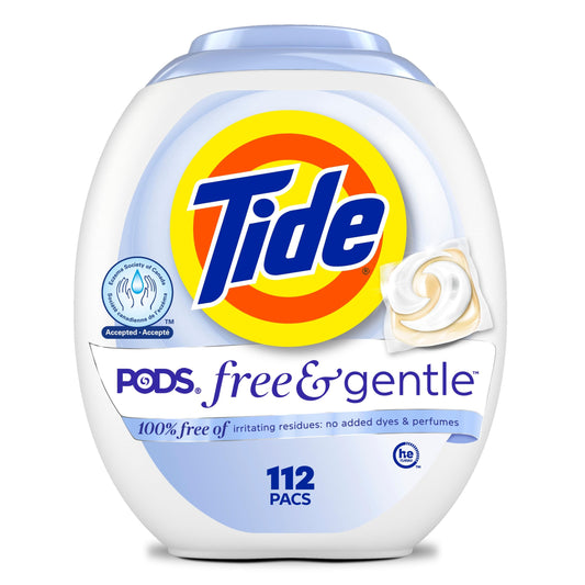 Tide PODS Free & Gentle Laundry Detergent Soap Pacs, 112 Count
