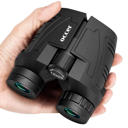 Occer 12x25 Compact Binoculars for Adults Kids, Small Binoculars with Large Clear Low Light Vision,High Power Lightweight Binocular Easy Focus for Hunting, Bird Watching, Travel, Hiking,Gift for Men