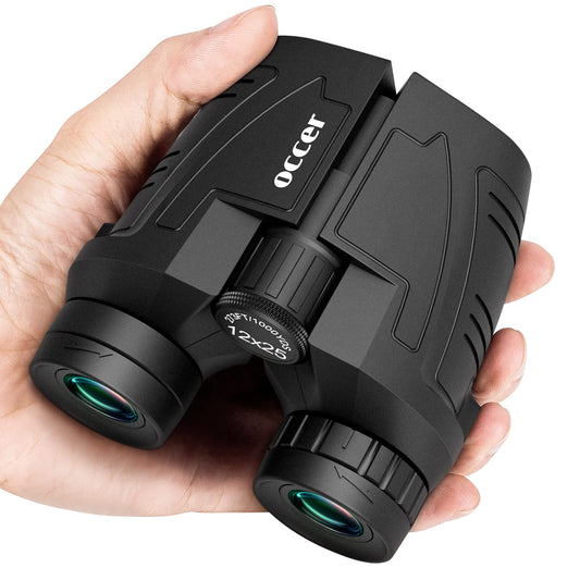 Occer 12x25 Compact Binoculars for Adults Kids, Small Binoculars with Large Clear Low Light Vision,High Power Lightweight Binocular Easy Focus for Hunting, Bird Watching, Travel, Hiking,Gift for Men