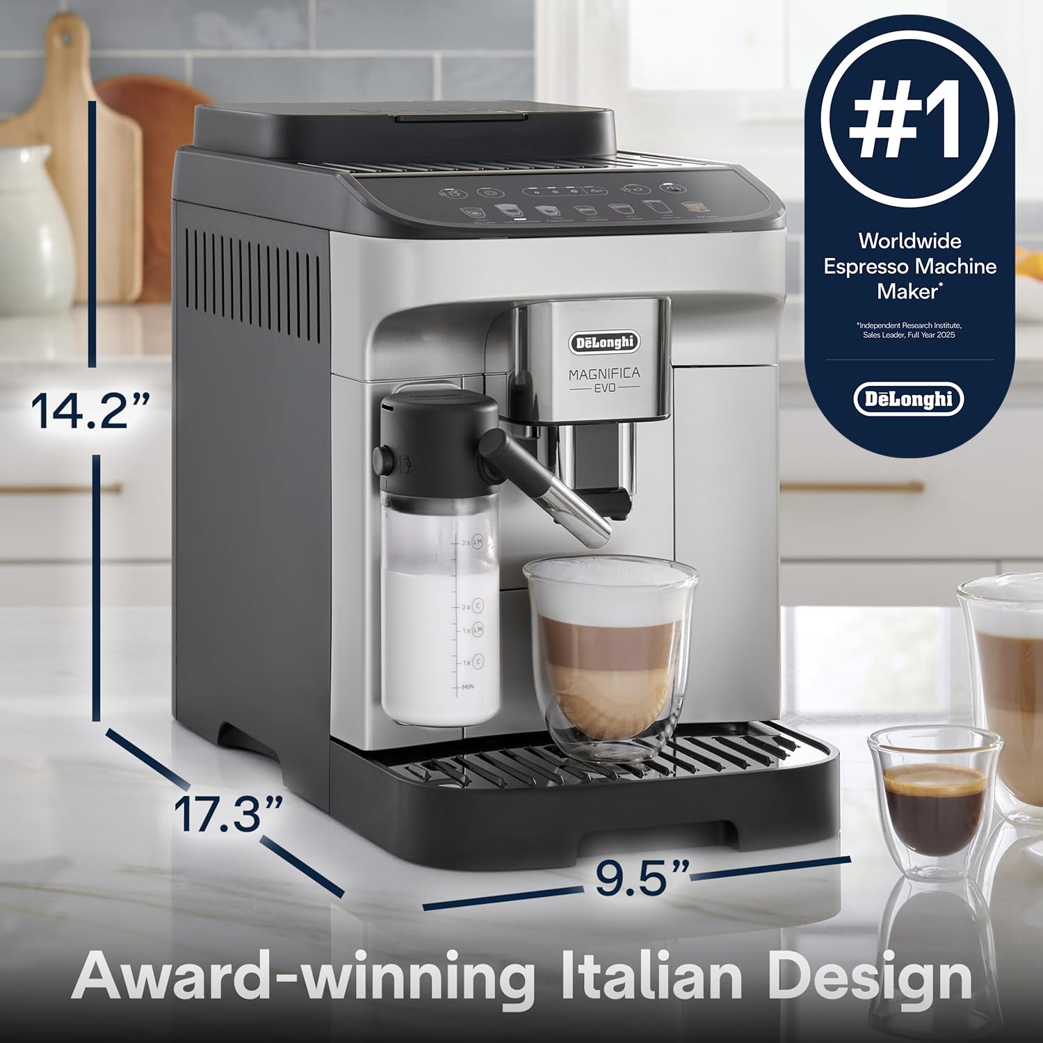 De'Longhi Magnifica Evo Automatic Espresso & Coffee Machine with Auto Milk Frother, Built-in Grinder & Auto-Clean Function - For Latte, Cappuccino, Americano, Iced Coffee, ECAM29084SB, Silver - Available at All In One Marketplace Canada