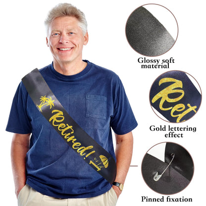 53PCS Retirement Party Decorations Kit for Men & Women, PRE-STRUNG Retirement Decor Set with 72inch Backdrop, Balloons, Sash, Cake Topper, Banner, Honeycomb Centerpieces, Hanging Swirls & Paper Poms 🍁 All In One Marketplace Canada