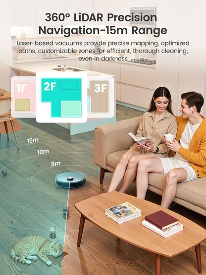 Lefant M3 Max Robot Vacuum and Mop,20000Pa Suction,Anti-Tangle Brushes, Smart Obstacle Avoidance,Auto Mop Washing,All-in-One Dock,9mm Mop Lifting,200RPM Spinning Mops, Smart Obstacle Avoidance,Gray