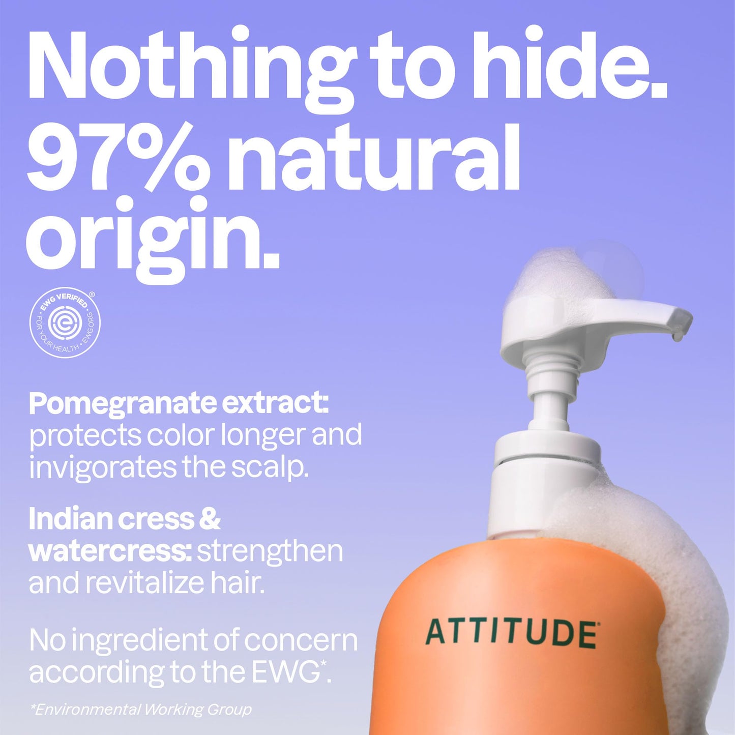 ATTITUDE Colorlast Hair Shampoo, EWG Verified, For Color Treated Hair, Protects Color, Naturally Derived Ingredients, Vegan and Plant Based, Avocado Oil & Pomegranate, 946 mL