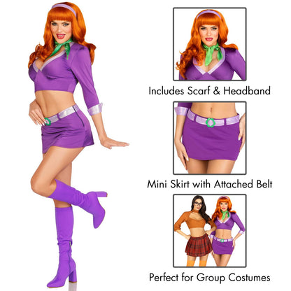 Déguisement d'Halloween 4 pièces pour femme Leg Avenue Meddling Cutie avec bandeau violet, violet, petit