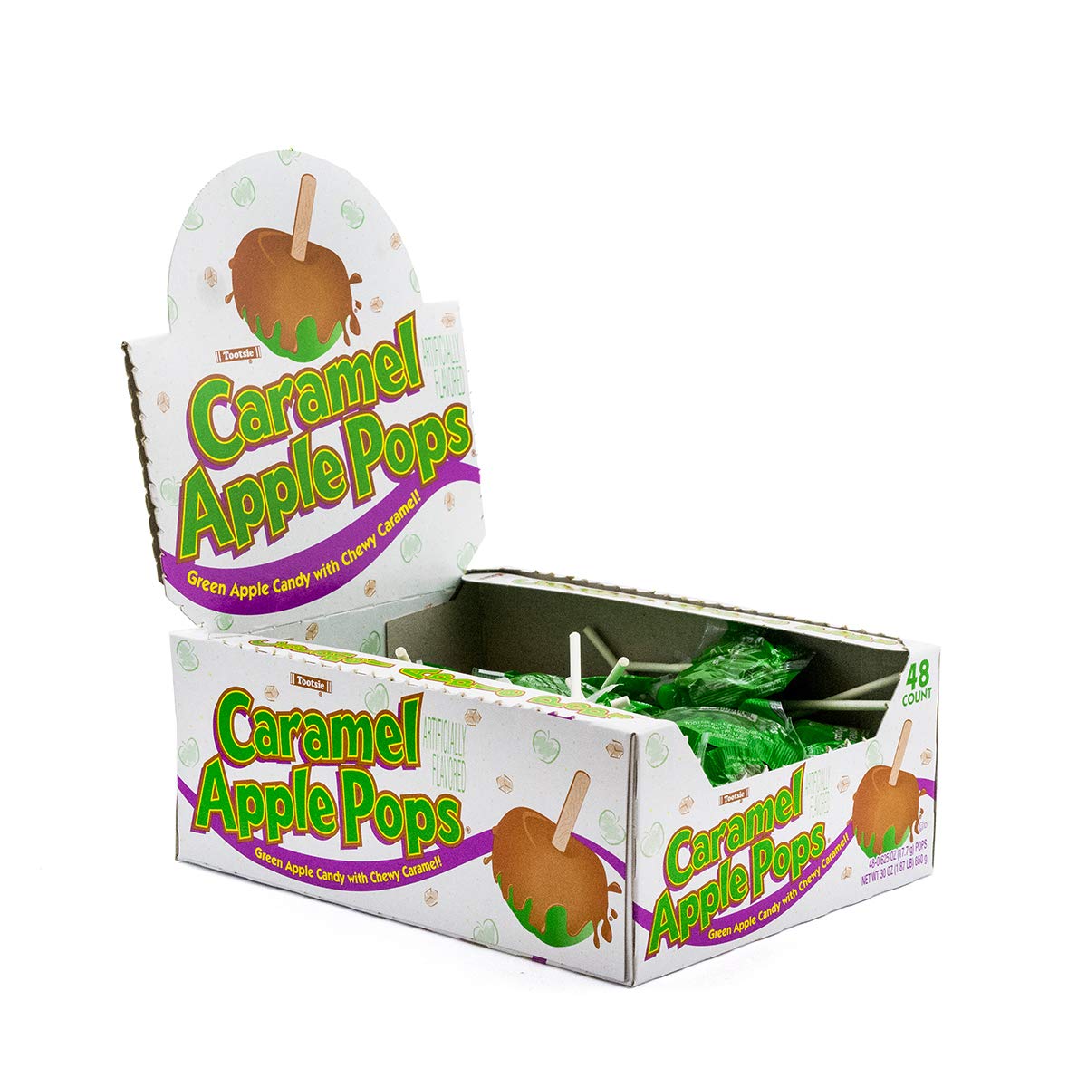 Tootsie Caramel Apple Pop - Box of 48 Individually Wrapped Lollipops