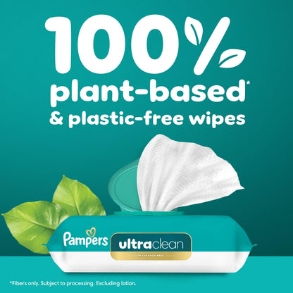 Pampers Free & Gentle 100% Plant-Based Fragrance Free Baby Wipes, 6 pack, 468 Count Pampers