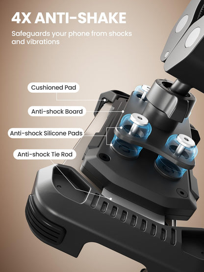 Tounee Bike Phone Mount Holder with Dual Vibration Dampener - Quick Release Handlebar Clip for Bicycle/Cycling, Upgraded Anti-Shock Design Fits iPhone 16/15/14 Pro Max & 4.7-6.7" Phones (Black)
