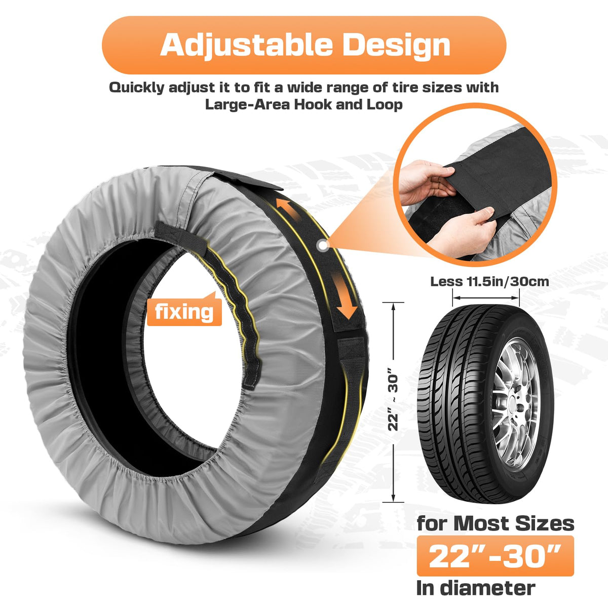 Seasonal Tire Storage Bags, Tire Covers for Storage Set of 4 with Portable Handle for Easy Lift and Carry, 600D Waterproof Winter Tire Totes, Adjustable Design Fits Diameter in 22 to 30 inch-GREY 🍁 All In One Marketplace Canada