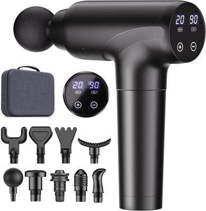 cotsoco Massage Gun Deep Tissue, Muscle Massage Gun with 9 Attachment Heads 20 Speeds & Silent Brushless Motor Cordless, Handheld Percussion Back Massager Gun for Athletes, Mothers Day Gifts for Mom Dad Women Men (Black) - Available at All In One Marketplace Canada