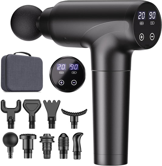 cotsoco Massage Gun Deep Tissue, Muscle Massage Gun with 9 Attachment Heads 20 Speeds & Silent Brushless Motor Cordless, Handheld Percussion Back Massager Gun for Athletes, Mothers Day Gifts for Mom Dad Women Men (Black) - Available at All In One Marketplace Canada