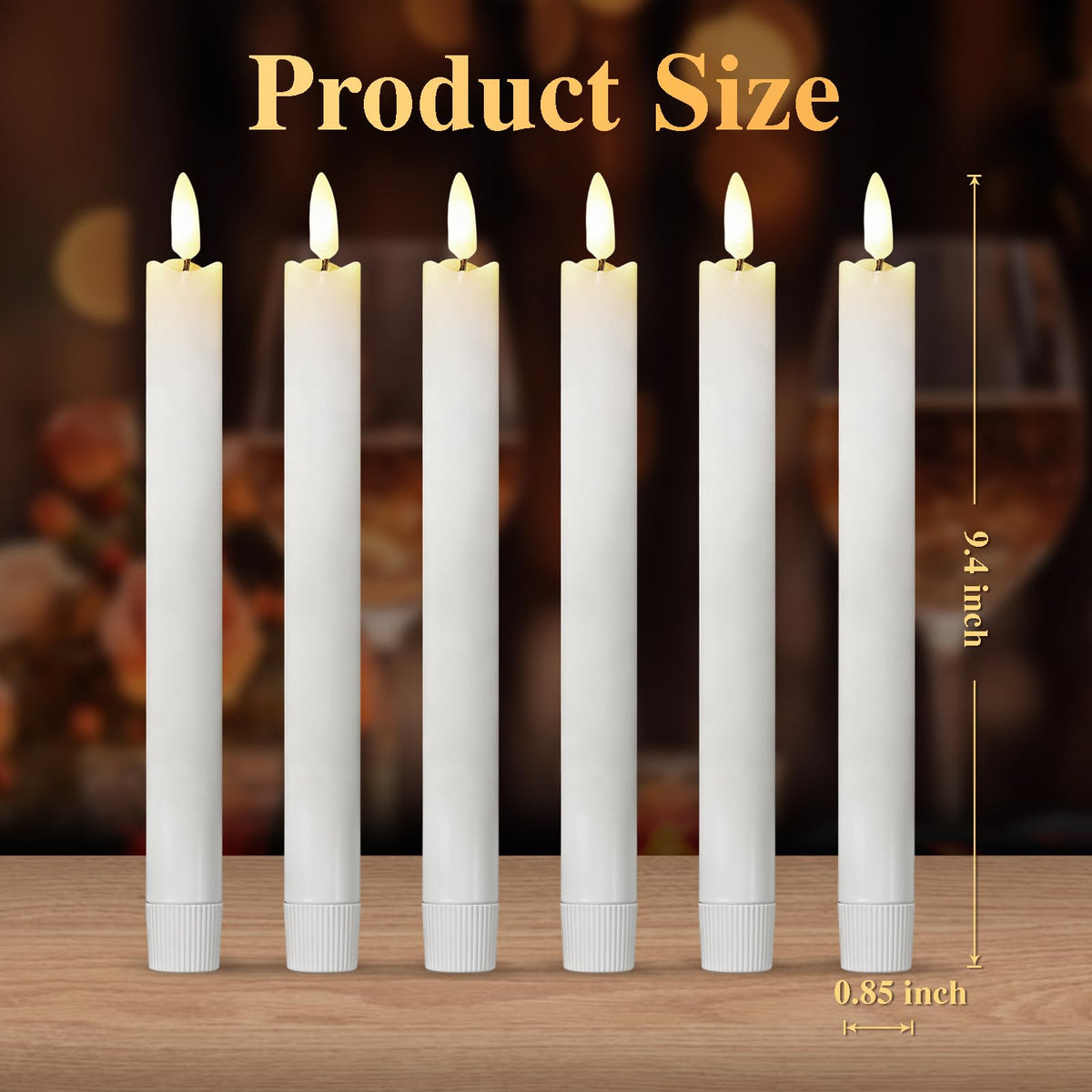 Tyawon Battery Operated Real Wax LED Flameless Taper Candles 10-Key Remote with Timer 9.4 inch Window Candles LED Flickering Warm Wick Christmas Home Wedding Decor (Pack of 6)-White 🍁 All In One Marketplace Canada