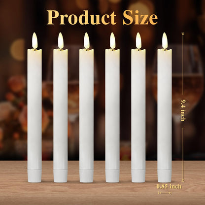 Tyawon Battery Operated Real Wax LED Flameless Taper Candles 10-Key Remote with Timer 9.4 inch Window Candles LED Flickering Warm Wick Christmas Home Wedding Decor (Pack of 6)-White 🍁 All In One Marketplace Canada