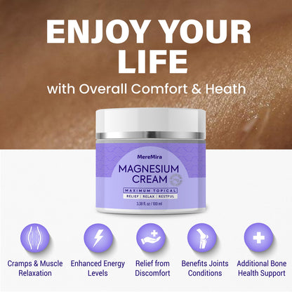 Magnesium Cream for Sleep & Muscle Relief: Topical Night Calming & Deep Relaxation - Restless Cramps Leg & Joint Care Lotion - Lavender 3.38 Fl. Oz. - Available at All In One Marketplace Canada