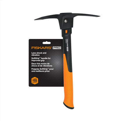 Fiskars Pro IsoCore 14" 2-in-1 Pickaxe & Hoe, Shock Reduction, 1.5 lb