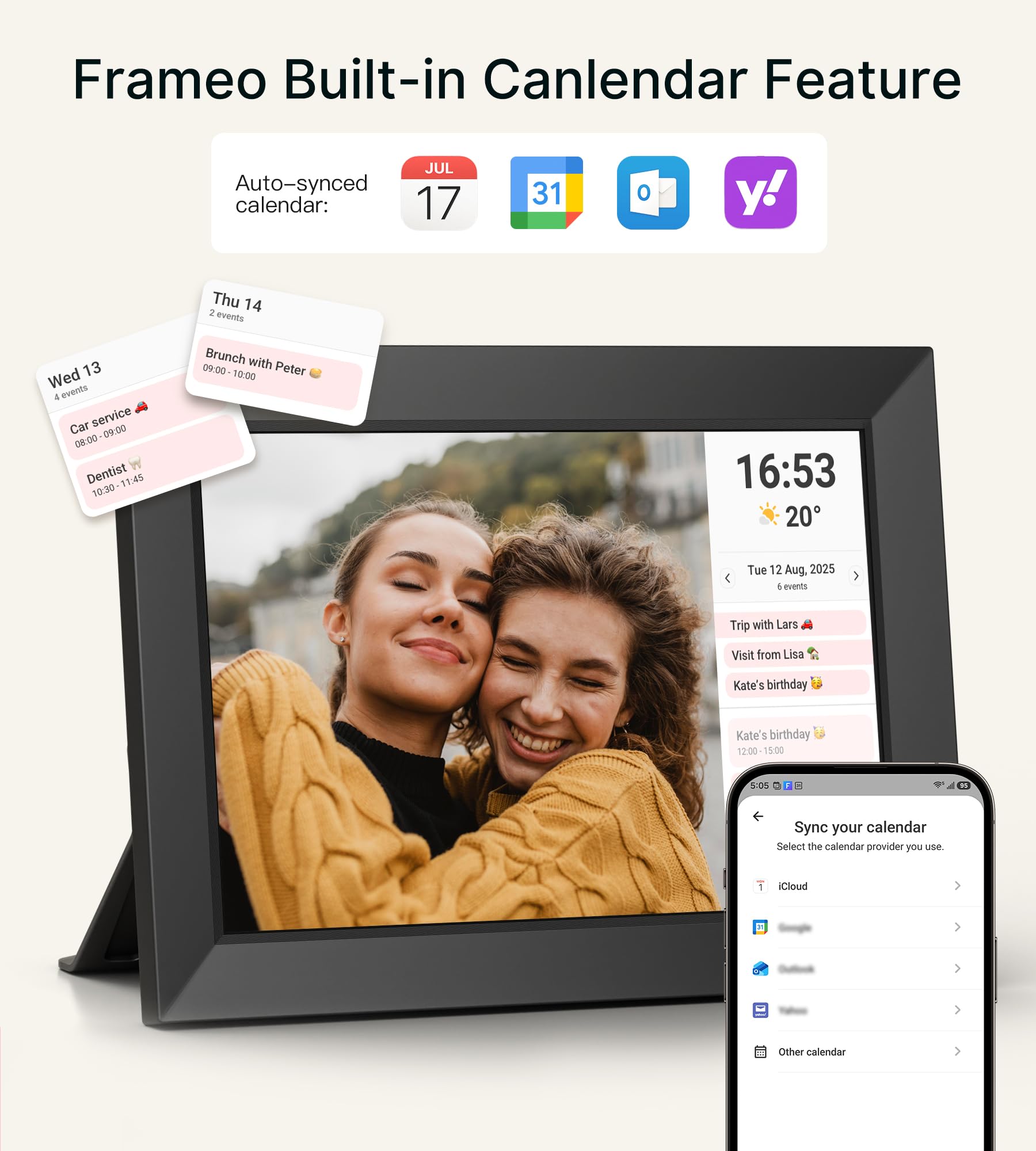 Frameo 10.1 Inch WiFi Digital Picture Frame, 1280x800 HD IPS Touch Screen Photo Frame Electronic, 32GB Memory, Auto-Rotate, Wall Mountable, Share Photos/Videos Instantly via Frameo App from Anywhere