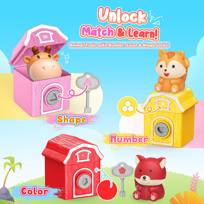 Luckades Toddler Animals Montessori Toys for 2 3 4 Year Old Boy Girl, Learning Farm Train Set with Counting Matching & Sorting for Kids 2-3 3-5 Preschool Christmas Birthday Baby Boy Girl Gifts 🍁 All In One Marketplace Canada