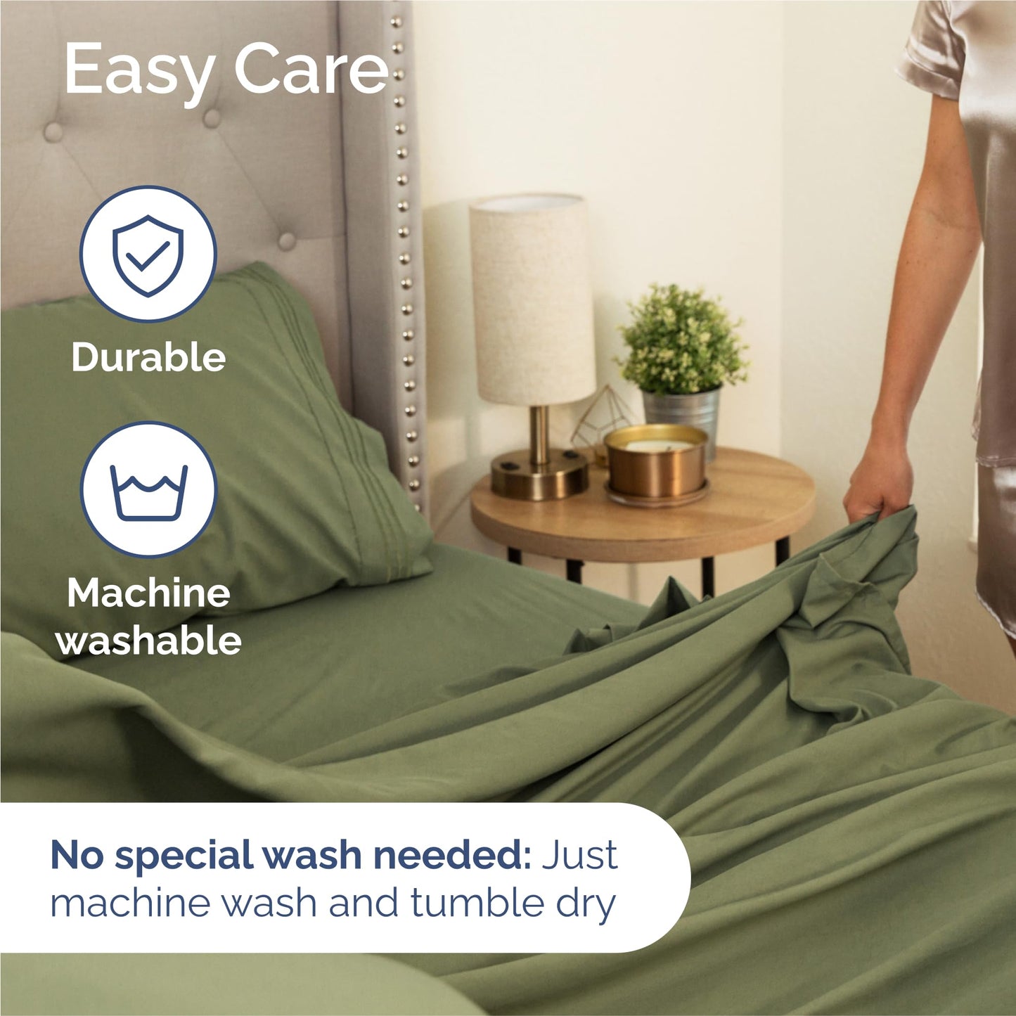 King Size 4 Piece Sheet Set - Comfy Breathable & Cooling Sheets - Hotel Luxury Bed Sheets for Women & Men - Deep Pockets, Easy-Fit, Soft & Wrinkle Free Sheets - Sage Green Oeko-Tex Bed Sheet Set