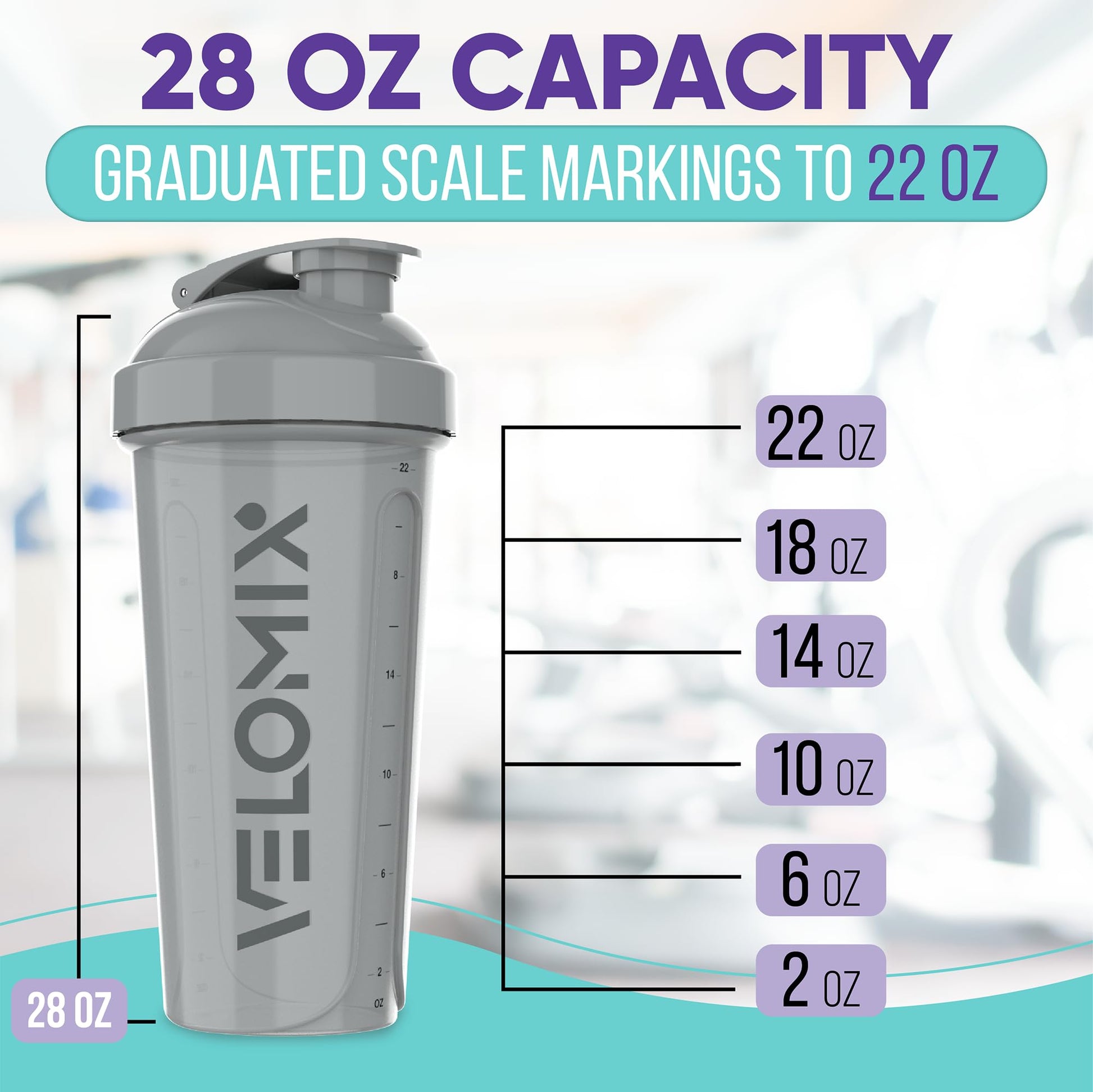 VELOMIX -4 PACK- 28 oz Protein Shaker Bottle for Protein Mixes - 4x Wire Whisk | Leak Proof Shaker Cups for Protein Shakes | Protein Shaker Bottle Pack | Protein Shake Cup(Silver Mix) - Available at All In One Marketplace Canada