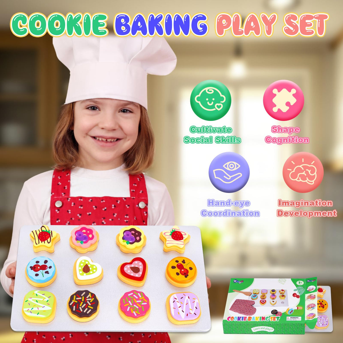 Slice and Bake Wooden Cookie Play Food Set for Kids Kitchen - Toy Food 🍁 All In One Marketplace Canada