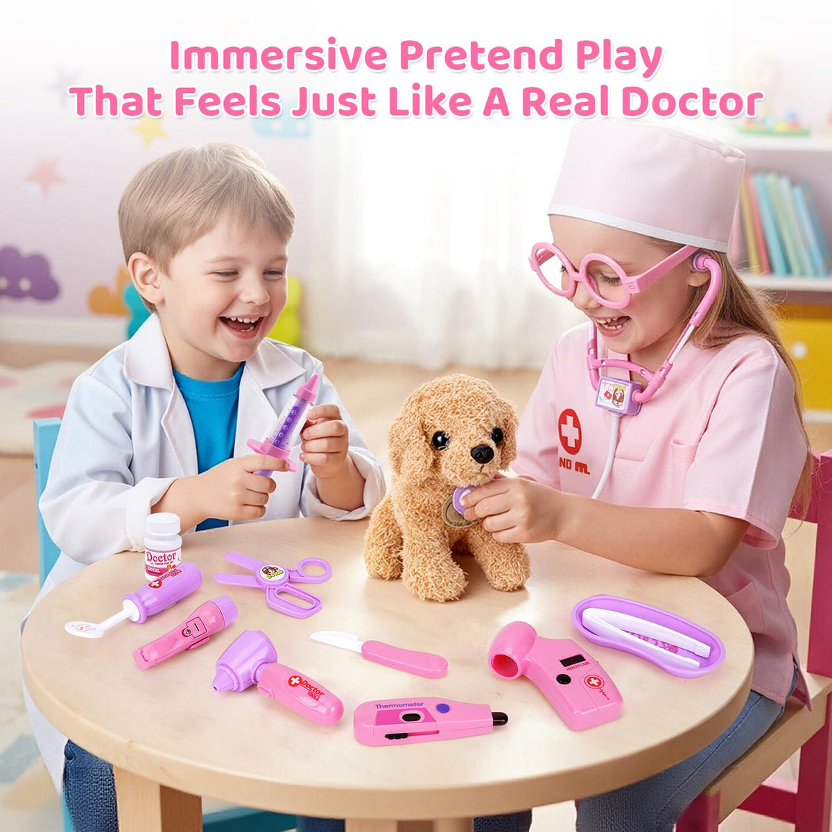 Meland Doctor Kit Kids with Dog Toys & Costume Play Set, Gift for Girls 3-6 🍁 All In One Marketplace Canada
