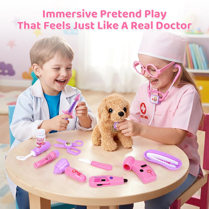 Meland Doctor Kit Kids with Dog Toys & Costume Play Set, Gift for Girls 3-6 🍁 All In One Marketplace Canada