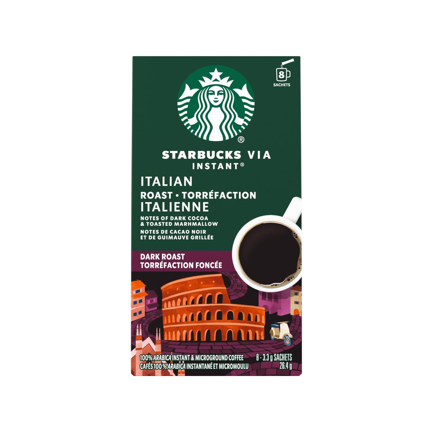 Starbucks VIA Instant Italian Roast (Pack of 12), Italian Roast, 96 count