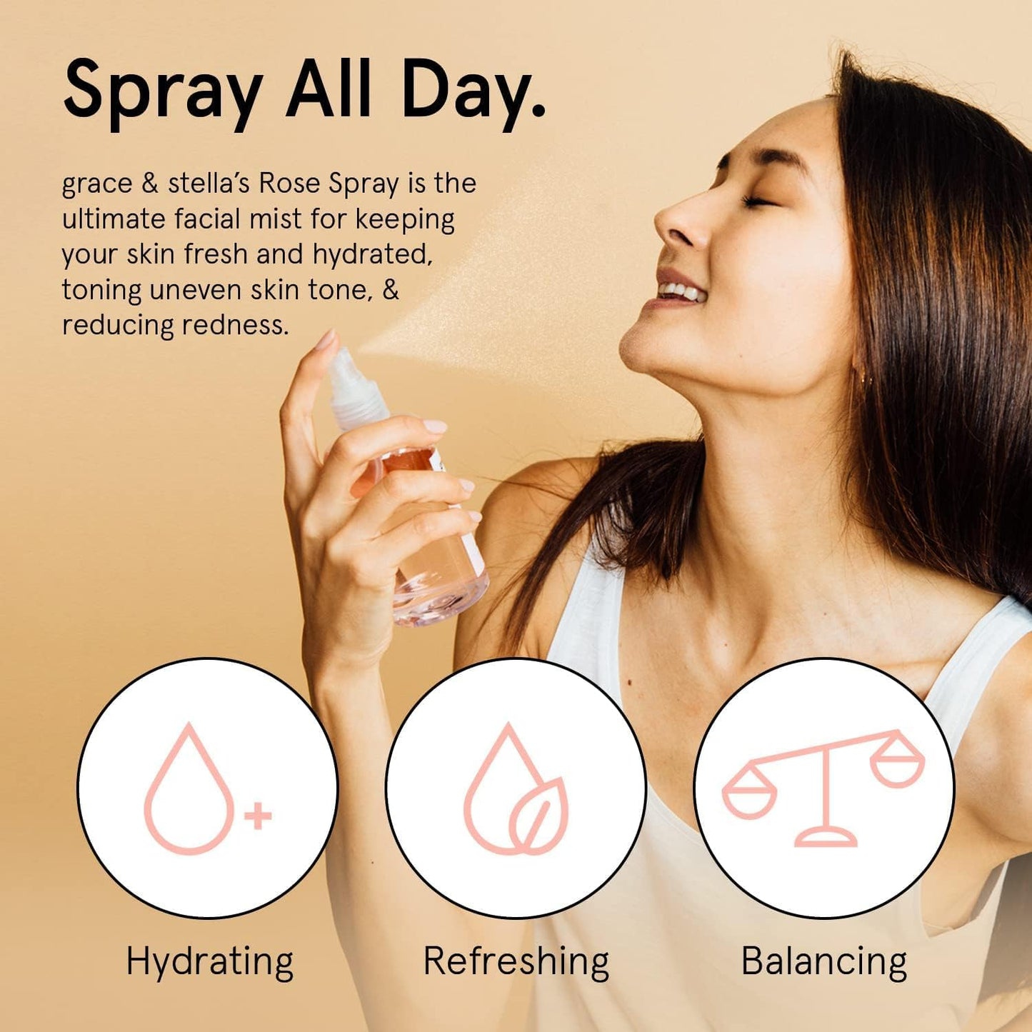 Grace and Stella Award Winning Rose Water Facial Spray (240ml) - Vegan - Rose Water Spray For Face - Rosewater Spray Toner Rose Hydrosol - Rose Spray Facial Mist - Rosewater Spray Toner Rose Hydrosol - Spray all Day - Available at All In One Marketplace Canada
