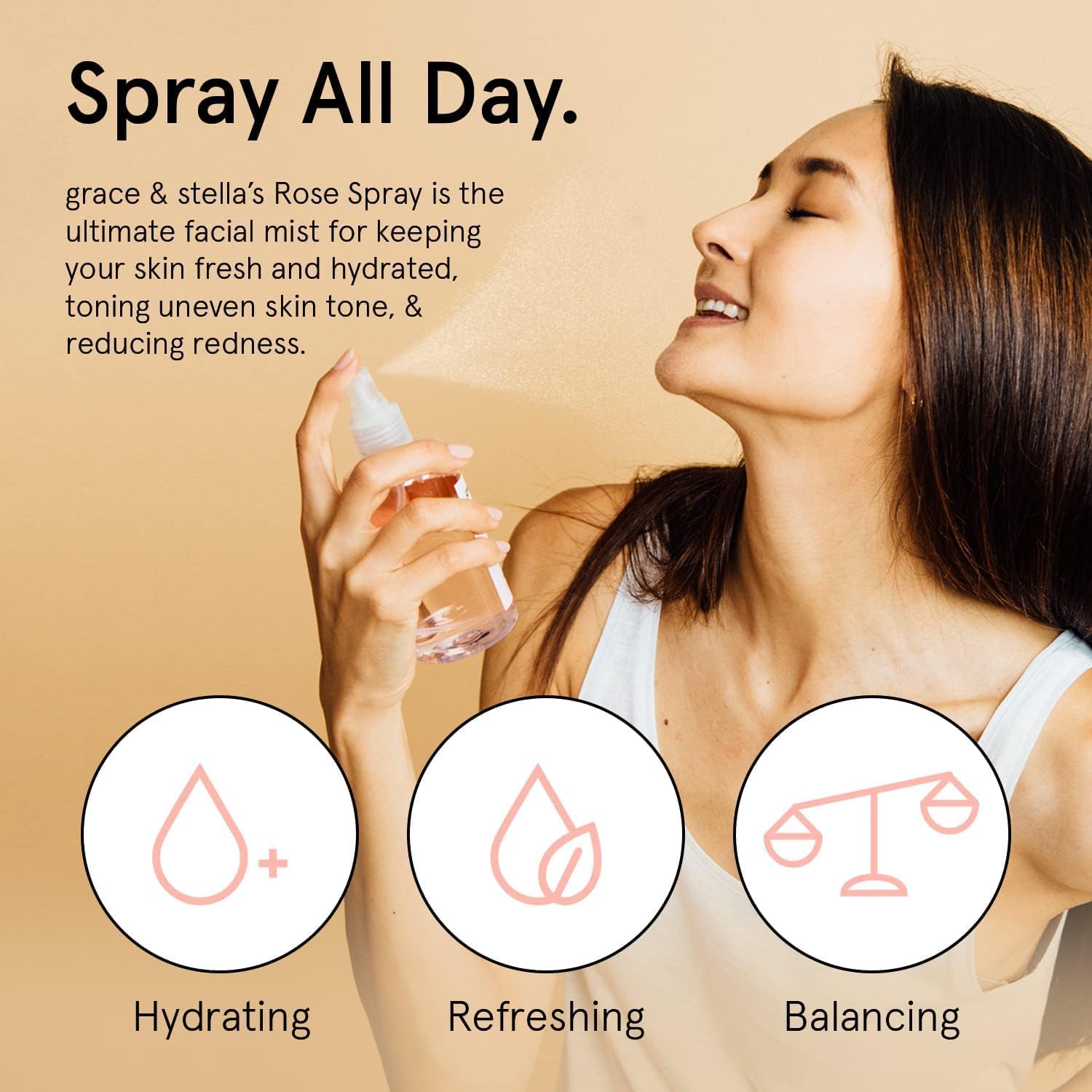 Grace and Stella Award Winning Rose Water Facial Spray (240ml) - Vegan - Rose Water Spray For Face - Rosewater Spray Toner Rose Hydrosol - Rose Spray Facial Mist - Rosewater Spray Toner Rose Hydrosol - Spray all Day - Available at All In One Marketplace Canada