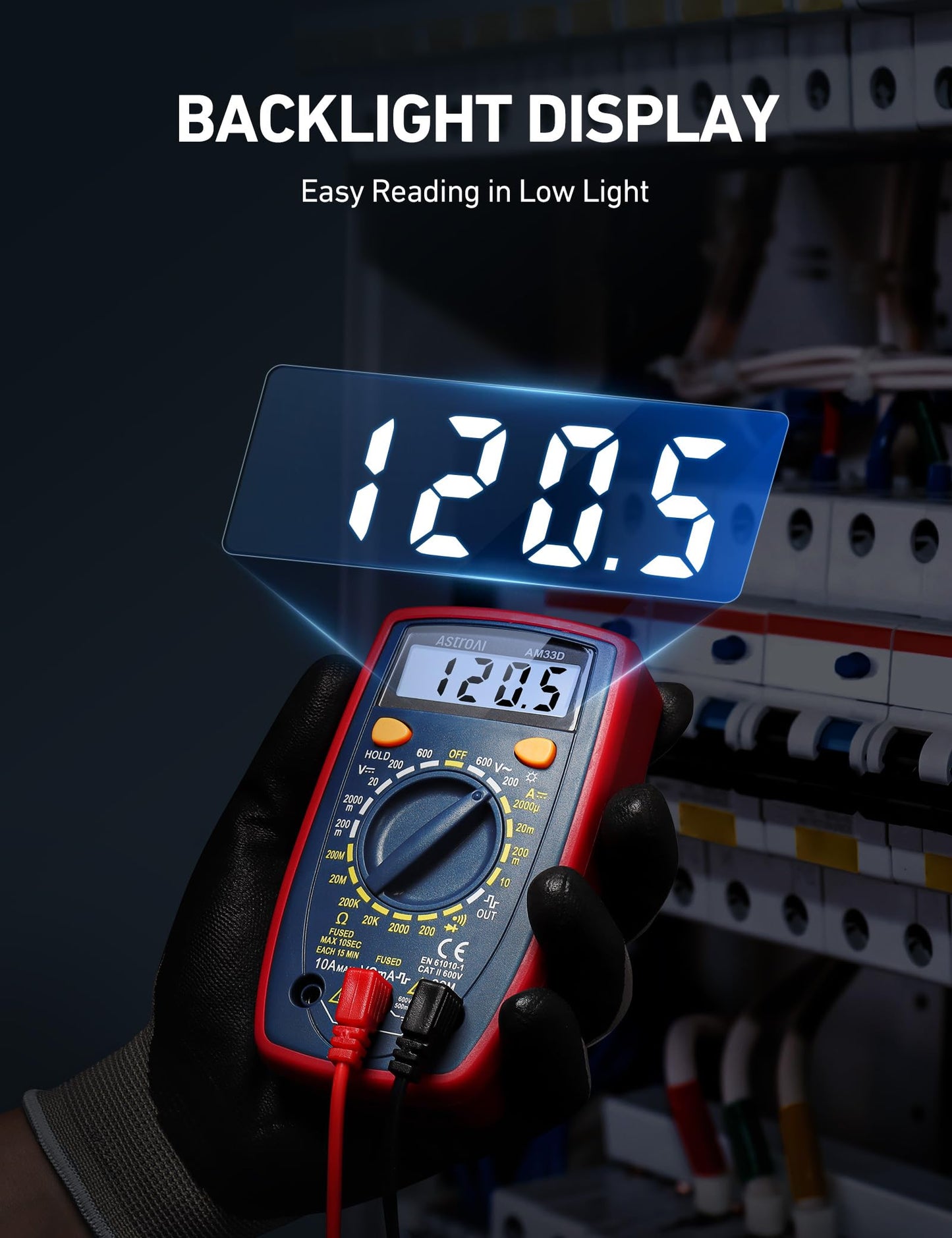 AstroAI Digital Multimeter 2000, Multimeter Tester with Volt Amp Ohm, Multi Meter Measures Voltage, Current, Resistance, Continuity and Diode, Backlight LCD Display, Blue