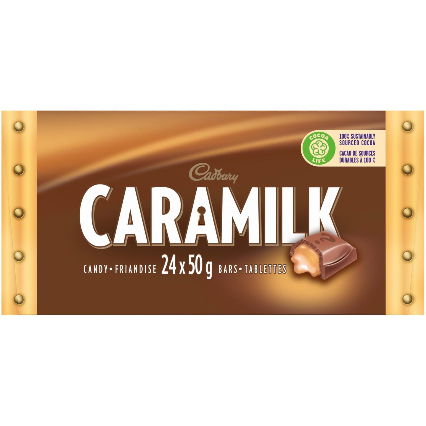 Cadbury Caramilk Chocolate Bars, 50g Singles, Pack of 24 Individually Wrapped