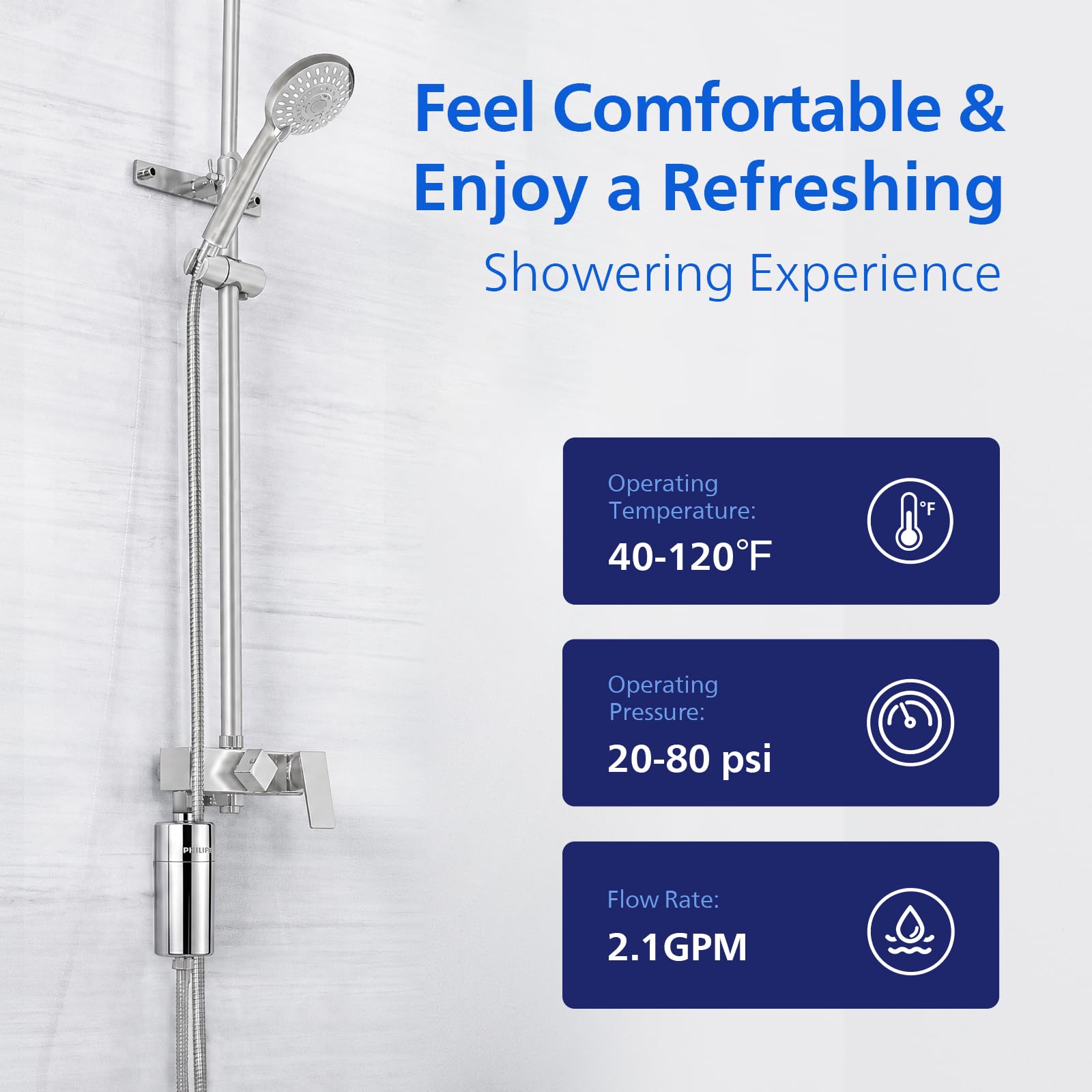 PHILIPS Shower Filter, Reduces Chlorine & Heavy Metals, AWP1775CH/37 PHILIPS