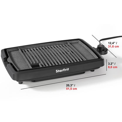 Starfrit The Rock Indoor Smokeless Electric BBQ Grill - Non-Stick 10" x 16" Cooking Surface - Adjustable Temperature - Available at All In One Marketplace Canada