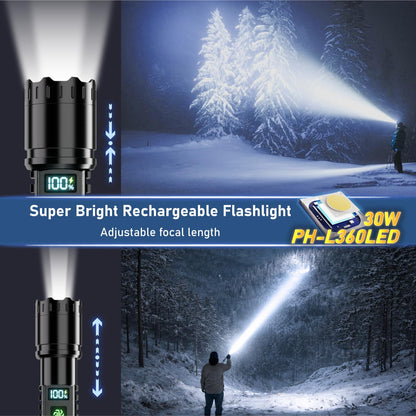 Rechargeable Flashlight 2 Pack, 990000 High Lumens LED Flash Light, Brightest Zoomable Lampe with LCD Digital Display, 5Modes Super Bright Flashlights, Powerful Tactical Flashlight for Outdoor, Gift - Available at All In One Marketplace Canada