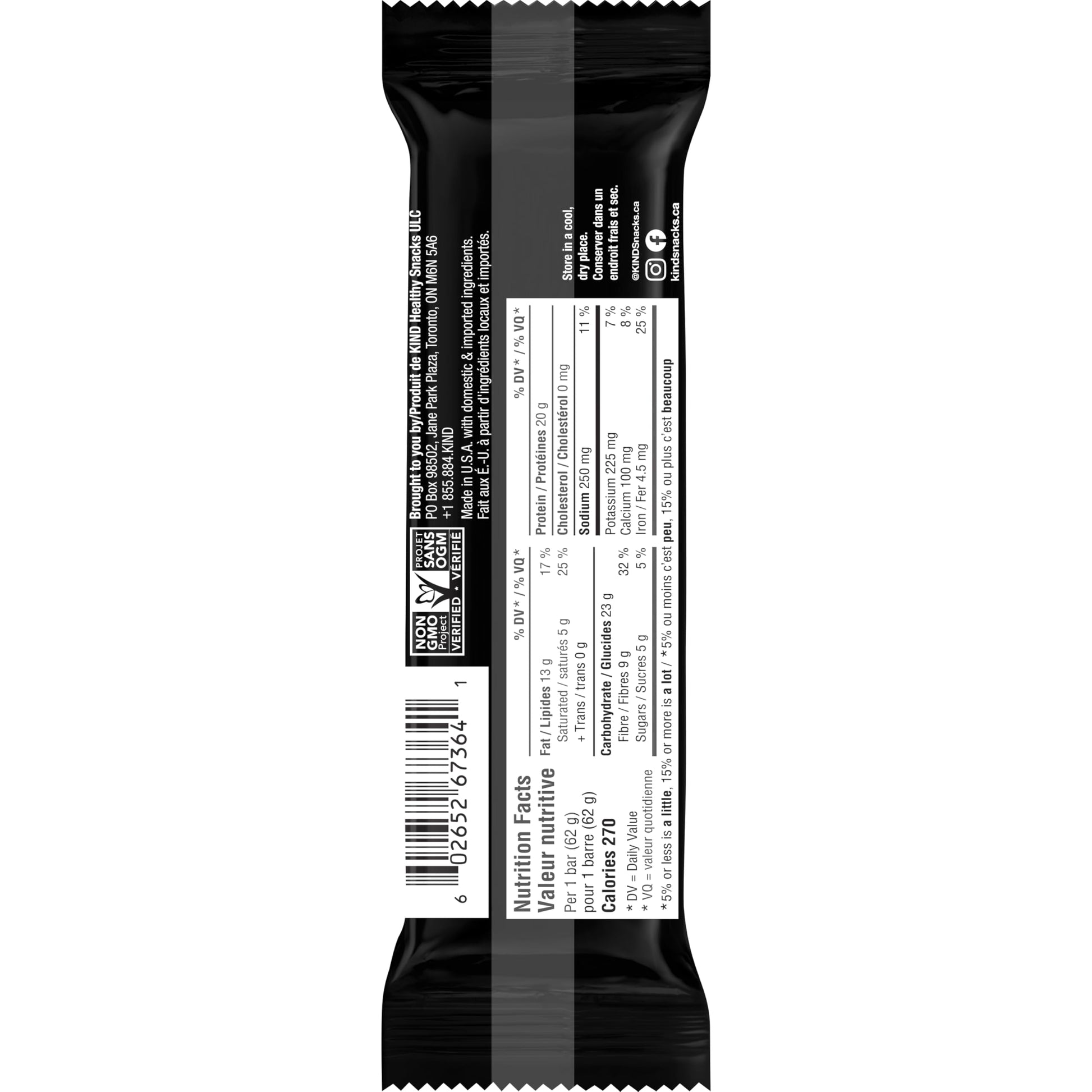 KIND PROTEIN+ Peanuts & Dark Chocolate, 62 g, 12 Count KIND