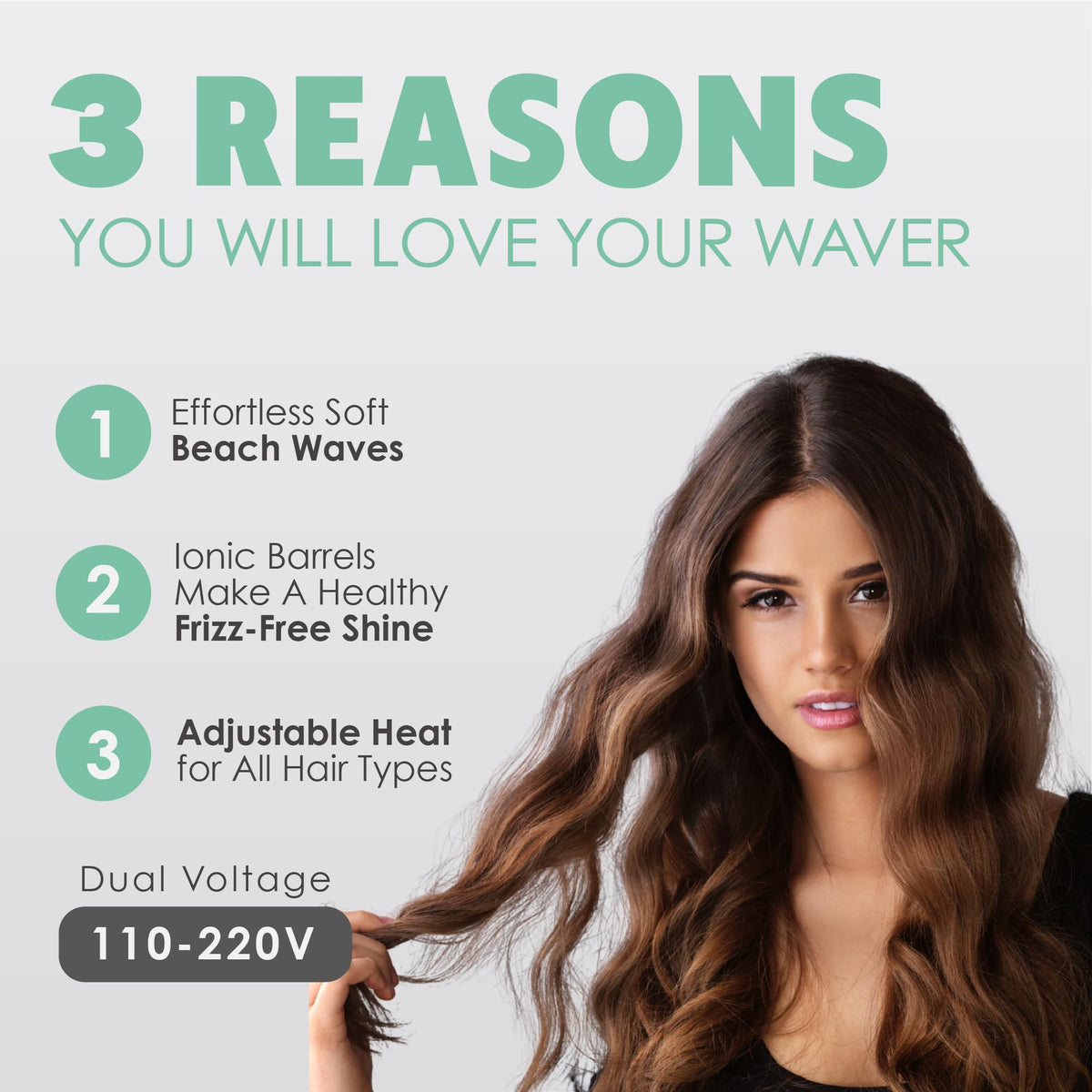 MINT S-Waver Double Barrel Mermaid Hair Waver for Long Hair & Beach Waves