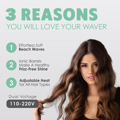 MINT S-Waver Double Barrel Mermaid Hair Waver for Long Hair & Beach Waves