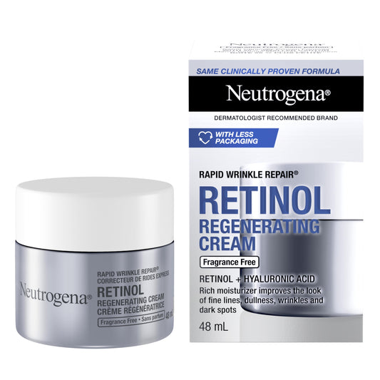 Neutrogena Anti Aging Retinol Face Cream with Hyaluronic Acid, Rapid Wrinkle Repair Regenerating Moisturizer, Fragrance Free, Paraben Free, Oil Free, 48mL - Available at All In One Marketplace Canada