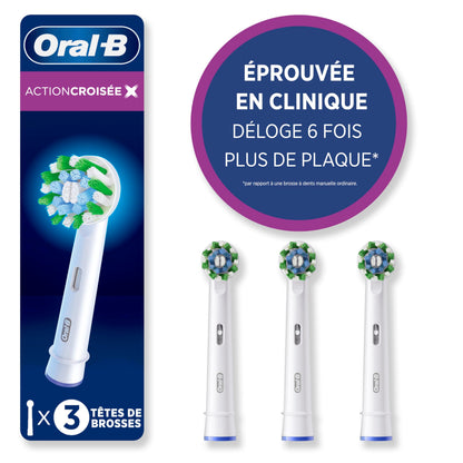Oral-B CrossAction XFilaments Electric Toothbrush Replacement Brush Heads Refill, White, 3 Count
