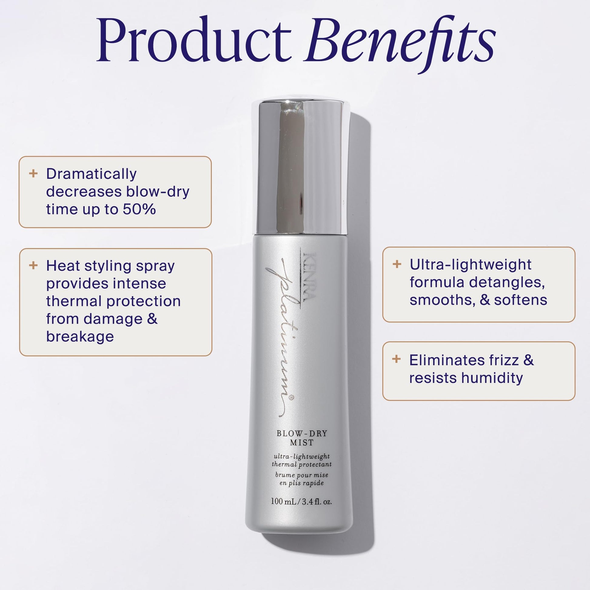 Kenra Platinum Blow-Dry Mist | Ultra Lightweight Thermal Heat Protectant | Reduces Dry Time & Frizz | Fine to Medium Hair | 100 mL - Available at All In One Marketplace Canada