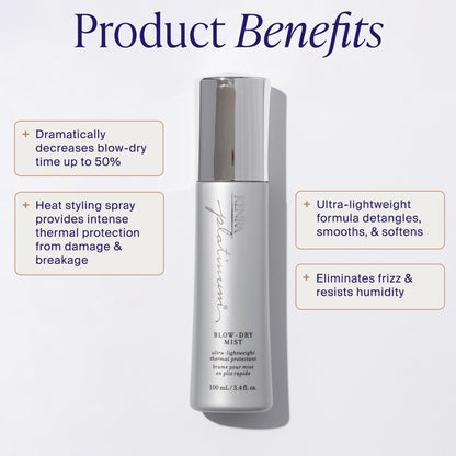 Kenra Platinum Blow-Dry Mist | Ultra Lightweight Thermal Heat Protectant | Reduces Dry Time & Frizz | Fine to Medium Hair | 100 mL - Available at All In One Marketplace Canada