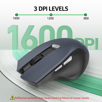 Acer Wireless Mouse for Laptop, 2.4GHz Computer Mouse Wireless with USB Receiver, Portable Cordless Mice, 3 Adjustable DPI Ergo USB Mice, 6 Buttons, Medium to Large Sized Hands for PC, Laptop, Desktop - Available at All In One Marketplace Canada