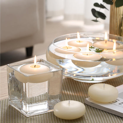 qinxiang 24 Pack Floating Candles, 3” Ivory Unscented Dripless Wax Burning Candles, for Cylinder Vases, Weddings, Party and Holiday 🍁 All In One Marketplace Canada