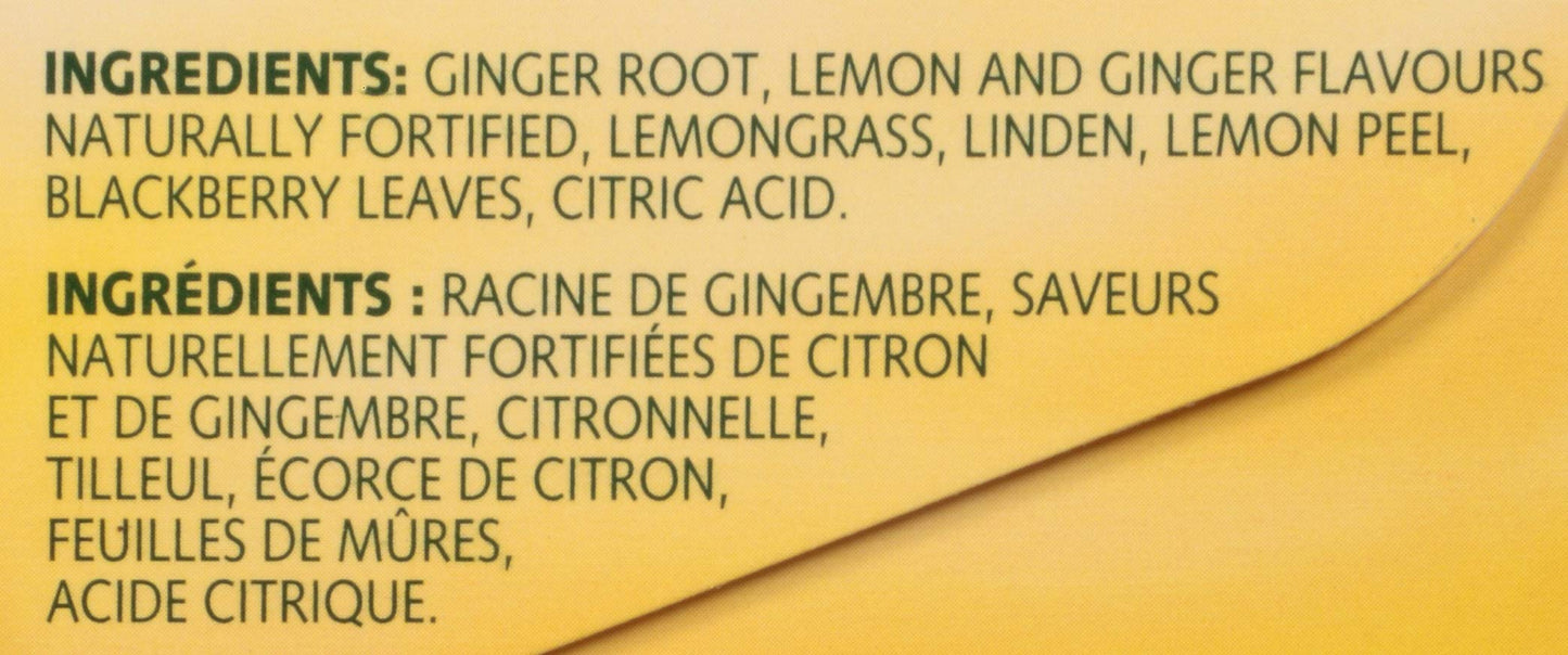 Twinings Lemon and Ginger Herbal Tea Bags - Caffeine-Free, 20 Count (Pack of 6)