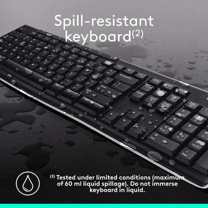 Logitech MK270 Full Size Wireless Keyboard and Mouse Combo - Black