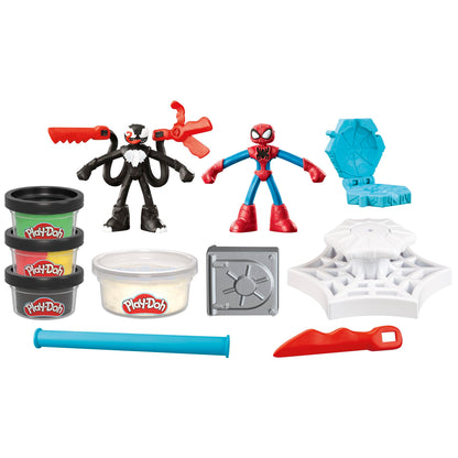 Play-Doh Marvel Spider-Man Launch & Slice Battle Playset with 2 Bendy Action Figures and 7 Accessories, Imagination Toys for Boys & Girls 4 Years & Up
